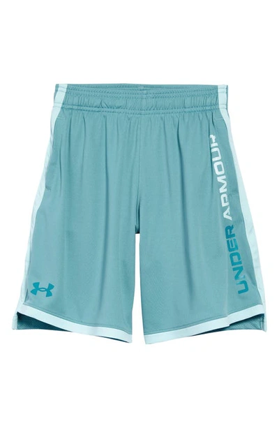 Under Armour Kids' Ua Stunt 3.0 Performance Athletic Shorts (big Boy) In Cosmos / Breeze / Crest Blue