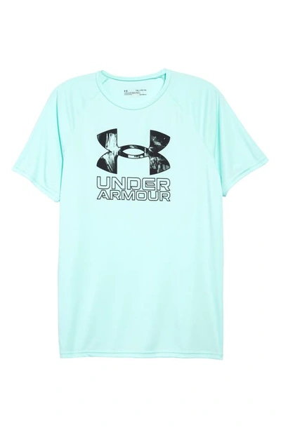 Under Armour Kids' Ua Tech™ Hybrid Performance Graphic Tee In Breeze/ Black
