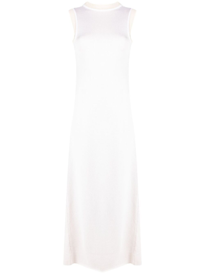 Jil Sander Fine Knit Sleeveless Dress In White