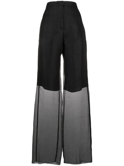 Jil Sander Sheer Layered Wide-leg Trousers In Black