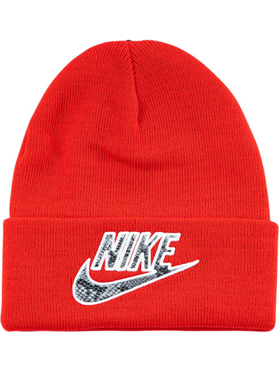 Supreme X Nike Snakeskin Beanie In Red