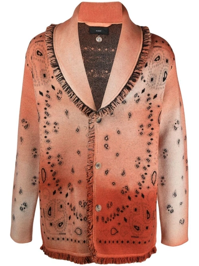 Alanui Dusty Road Bandana-print Cardigan In Orange