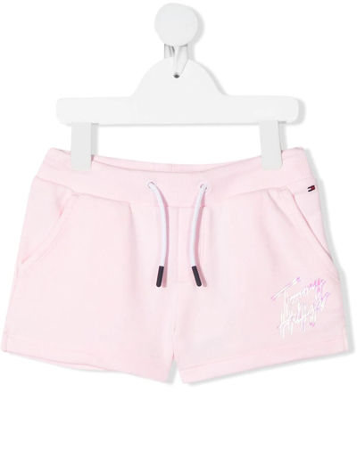 Tommy Hilfiger Junior Teen Logo-print Track Shorts In Pink