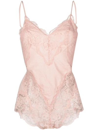 Zimmermann Botanica Lace-trimmed Cotton-voile Bodysuit In Pink