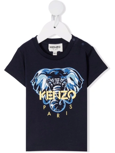 Kenzo Blue T-shirt For Baby Boy With Iconic Elephant