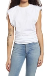 Afrm Billie Side Ruched Crop Tank In Blanc No Logo