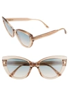 Tom Ford Anya 55mm Cat Eye Sunglasses In Rose Champagne/ Gradient Green