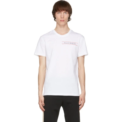 Alexander Mcqueen Mens White Mix Brand-tape Cotton-jersey T-shirt L