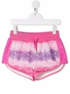 Alberta Ferretti Kids' Printed Cotton Sweat Shorts In Pink