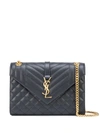 Saint Laurent Medium Envelope Quilted Leather Bag In 蓝色