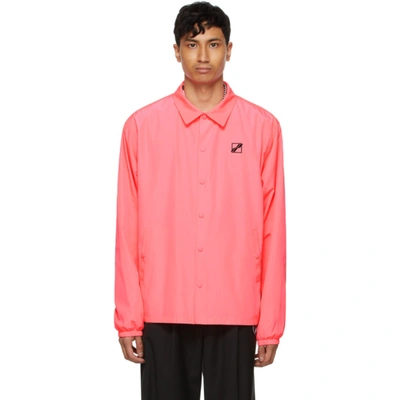 We11 Done Pink Logo Basic Windbreaker Jacket In Neon Pink