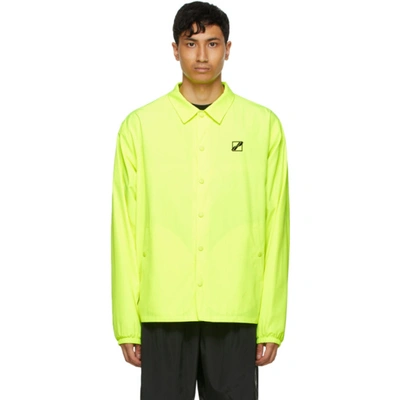 We11 Done Yellow Logo Basic Windbreaker Jacket In Neon Yellow