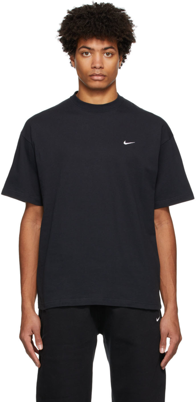 Nike Solo Swoosh Logo-embroidered Cotton-blend Jersey T-shirt In Black,black
