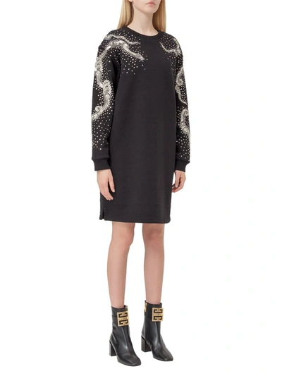 Givenchy Embroidered Crewneck Midi Dress In Black