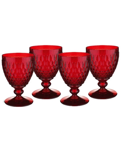 Villeroy & Boch 14 oz Boston Crystal Goblet, Set Of 4 In Red