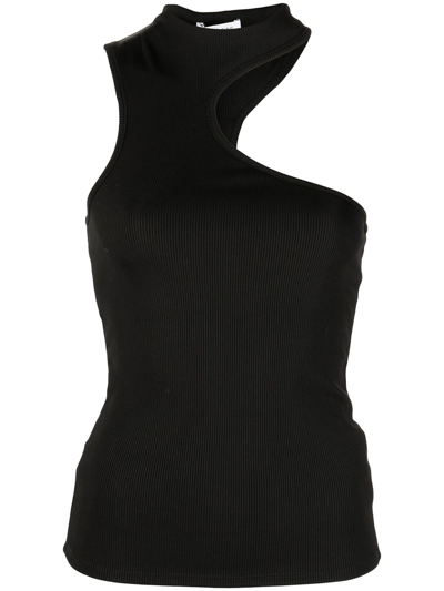 Anine Bing Lesly Cutout Ribbed Tank Top In Black