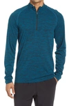 Zella Quarter Zip Pullover In Teal Seaport Melange
