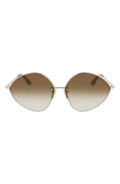 Victoria Beckham 64mm Gradient Oversize Tea Cup Sunglasses In Gold/ Brown
