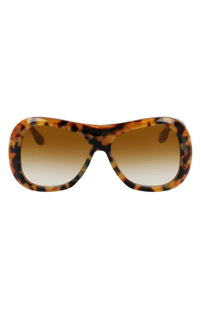 Victoria Beckham 59mm Shield Sunglasses In Havana Horn/ Brown
