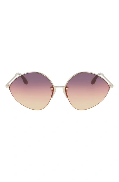 Victoria Beckham 64mm Gradient Oversize Tea Cup Sunglasses In Gold/ Grey Red Honey