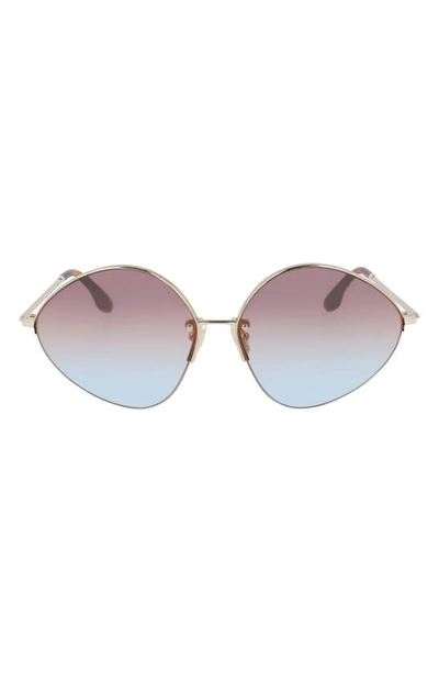 Victoria Beckham 64mm Gradient Oversize Tea Cup Sunglasses In Gold/ Purple Camel Azure