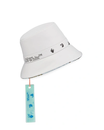 Off-white Logo-print Reversible Nylon Bucket Hat In White