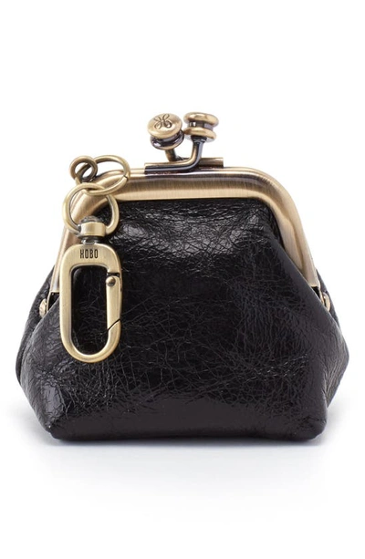 Hobo Run Clip Frame Leather Pouch In Black