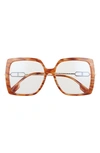 Burberry 57mm Square Sunglasses In Brown/ Blue Light