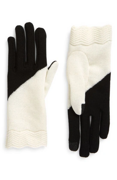 Seymoure Knit Wool Gloves In Black And White