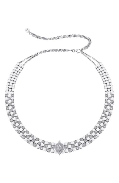 Sara Weinstock Isadora Three-row Choker Necklace In White Gold