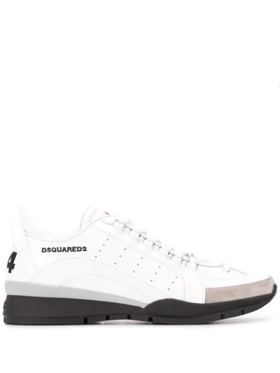 Dsquared2 551 Logo-embroidered Leather Trainers In White,grey,black