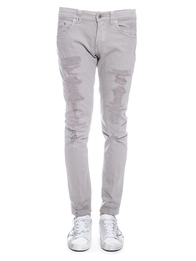 Dondup Mius Destroyed Cotton Denim Jeans In Grey