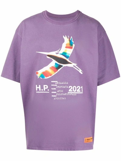 Heron Preston Rainbow Heron Graphic-print Cotton-jersey T-shirt In Purple