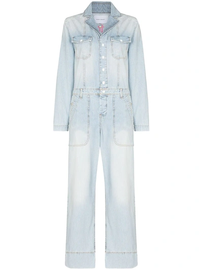 Mira Mikati Striped Roller Skate Denim Jumpsuit In Blue