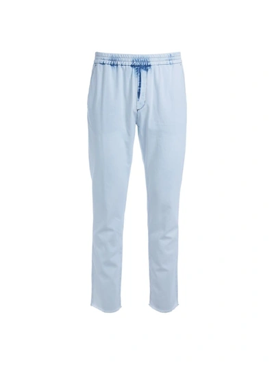 Msgm White Chambray Trousers In Bianco