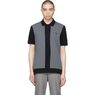 Comme Des Garçons Homme Deux Black & Grey Fred Perry Edition Colorblocked Polo In 1 Blk/grey