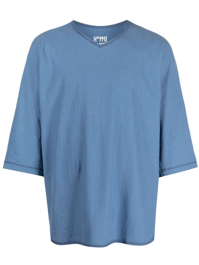 Issey Miyake Blue Cotton Linen T-shirt