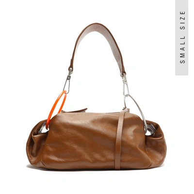 Schutz Paris Leather Crossbody In Dark Caramel