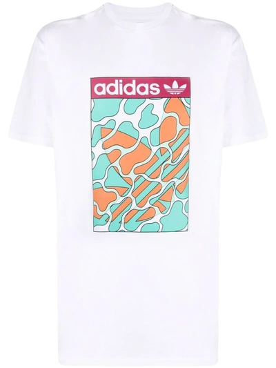 Adidas Originals Summer Print T Shirt In White