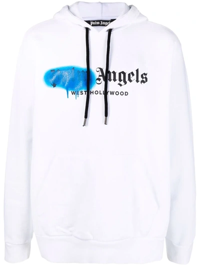 Palm Angels West Hollywood Sprayed Logo Hoodie In White