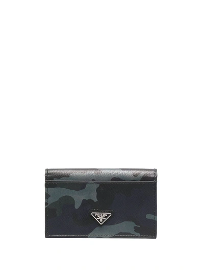 Prada Camouflage-print Wallet In Nero+fuoco