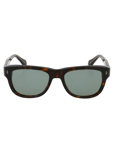 Cartier Square Frame Sunglasses In 002 Havana Havana Green