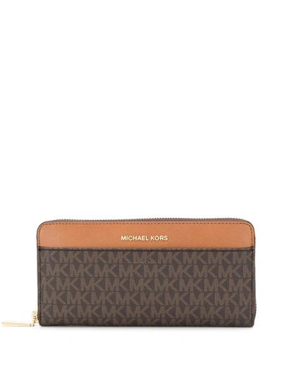 Michael Michael Kors Monogram Print Wallet In Brown