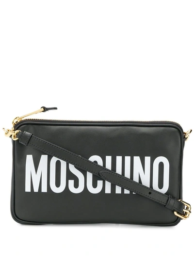 Moschino Logo Cross Body Bag In Black