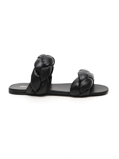 Miu Miu Braided Strap Sandals In Black
