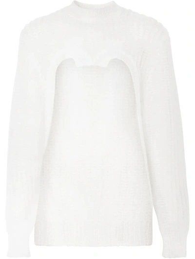 Burberry Technical Knit Reconstructed Jumper In White