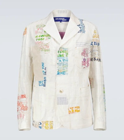 Junya Watanabe Patchwork-embroidered Cotton-blend Blazer In Multi White