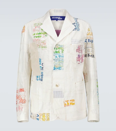 Junya Watanabe Patchwork-embroidered Cotton-blend Blazer In White