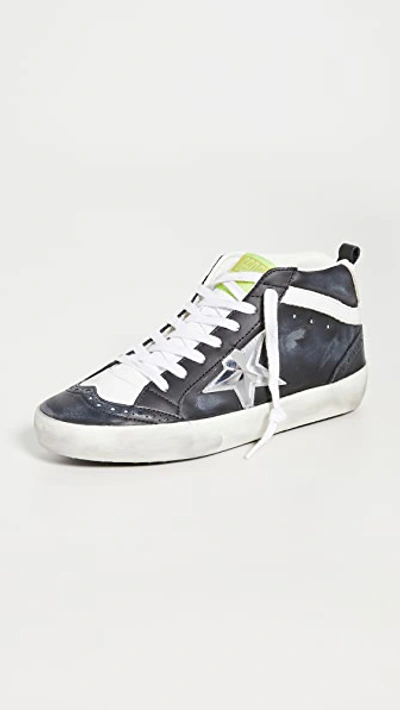 Golden Goose Midstar Sneakers In Black/white/silver