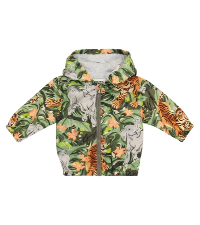 Kenzo Babies' Jungle-print Hooded Jacket In Green
